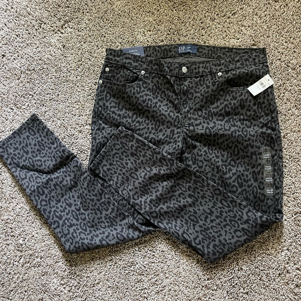 Gap Legging denim 14/32 R NWT leopard print